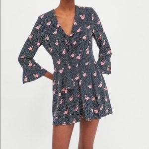 Zara Basic Z1975 Denim Jumpsuit Romper Flamingo